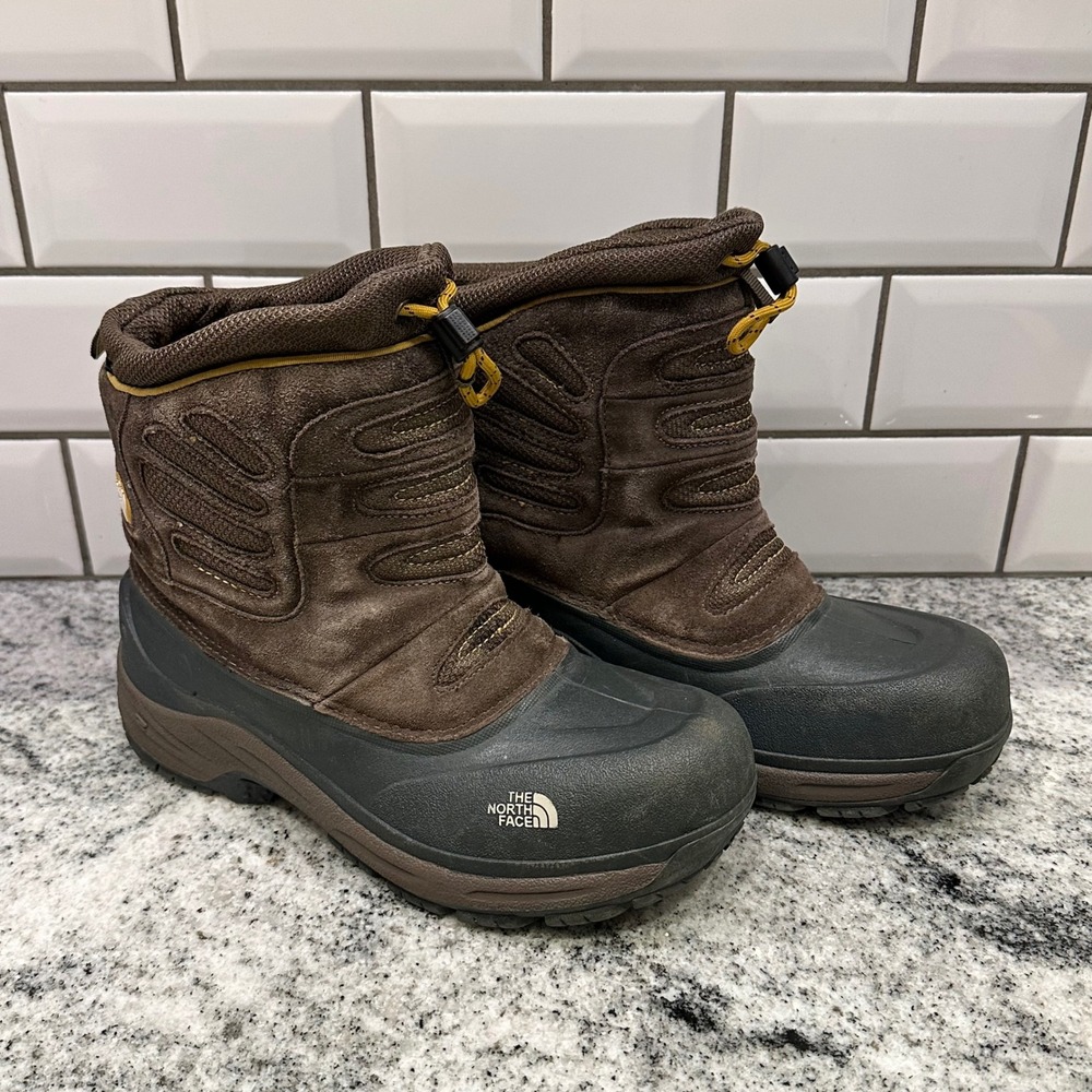 The North Face Boys 6 Winter Boots Brown Heatseeker Insulated Suede Alpenglow